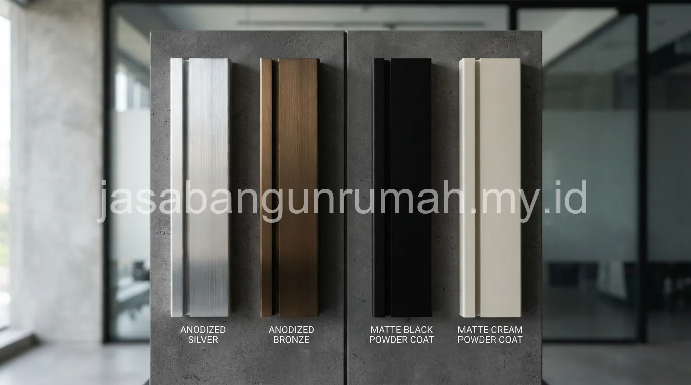 Perbandingan finishing anodized dan powder coating pada kusen aluminium