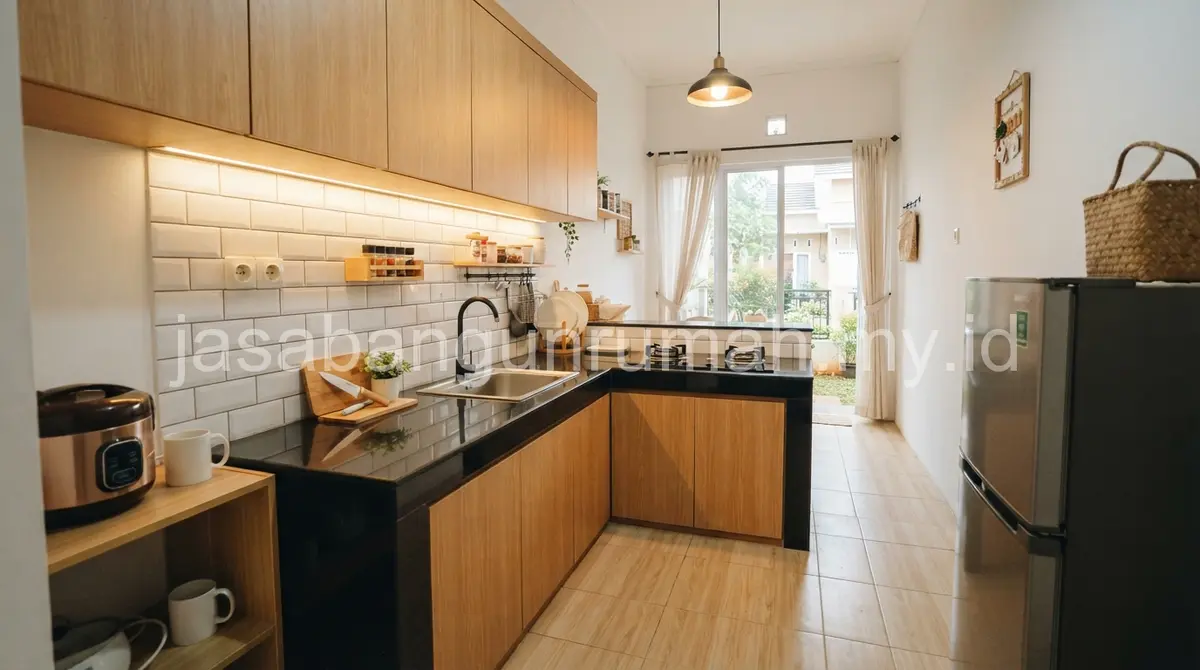 Hasil renovasi dapur belakang rumah subsidi di Bekasi