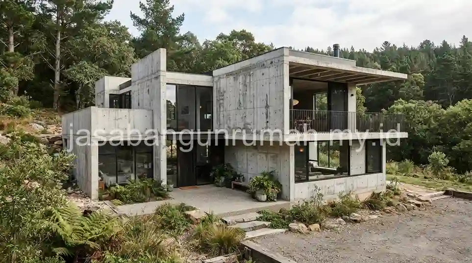 Rumah industrial beton ekspos